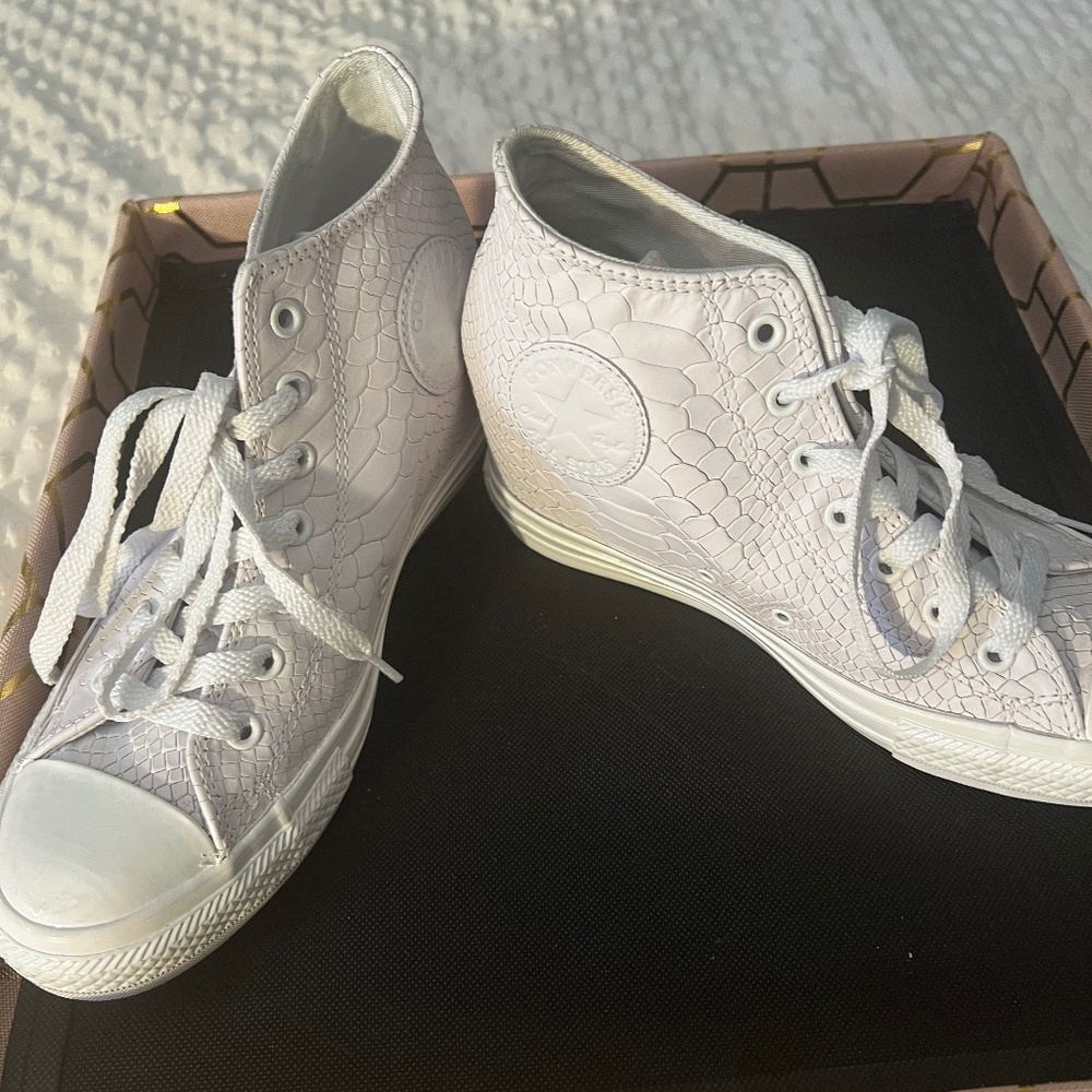Converse Snake Skin look-Leather Wedge Sneakers